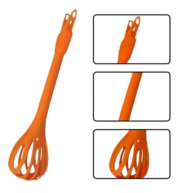 Dual Purpose Manual Kitchen Whisk in Orange Color.