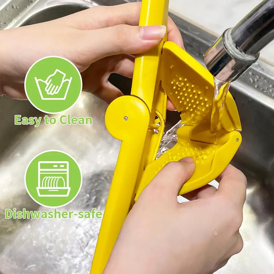 A Person is Washing Manual Lemon Fruit Squeezer.