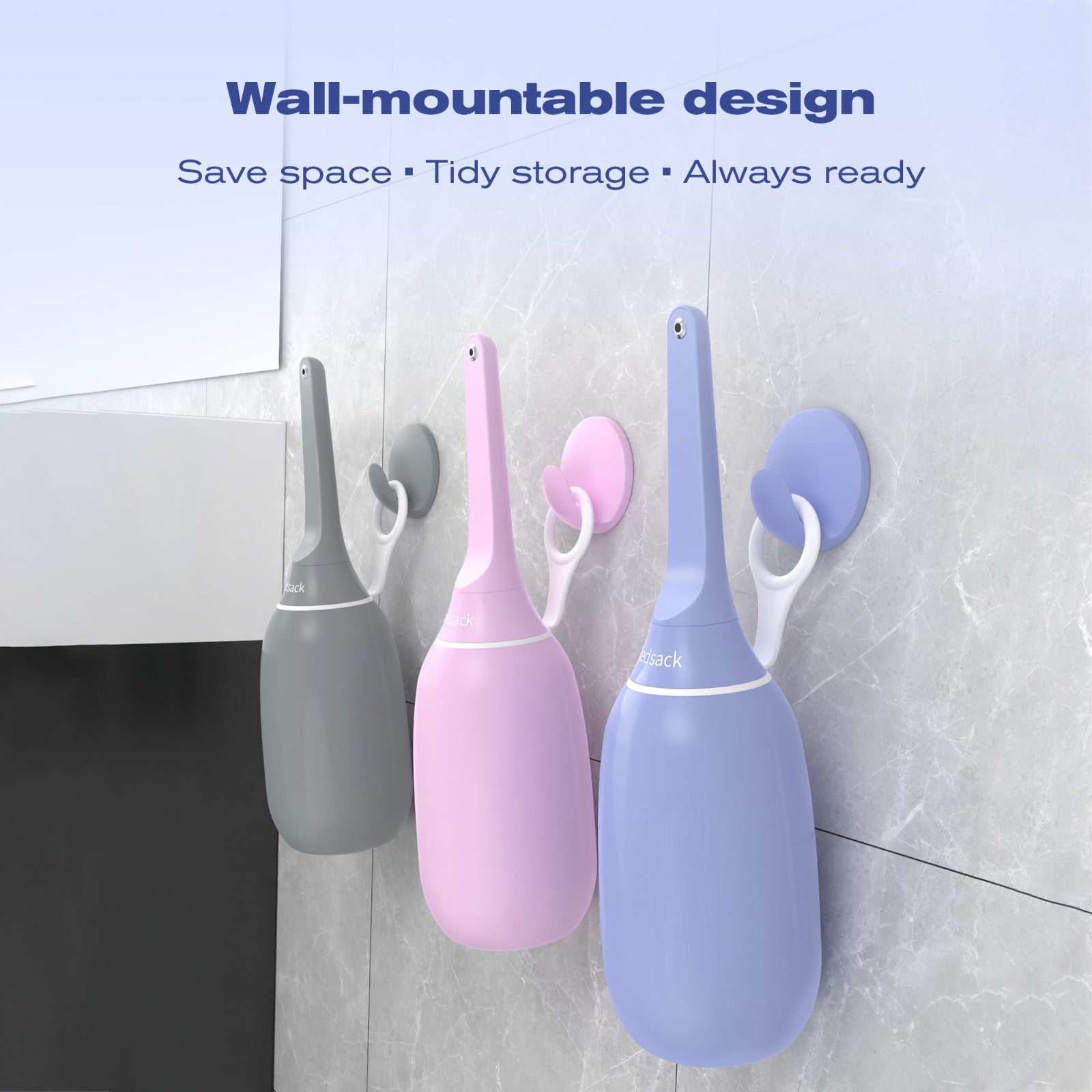 Manual Portable Bidet Shattaf Bottles are Hanged on the Wall. 