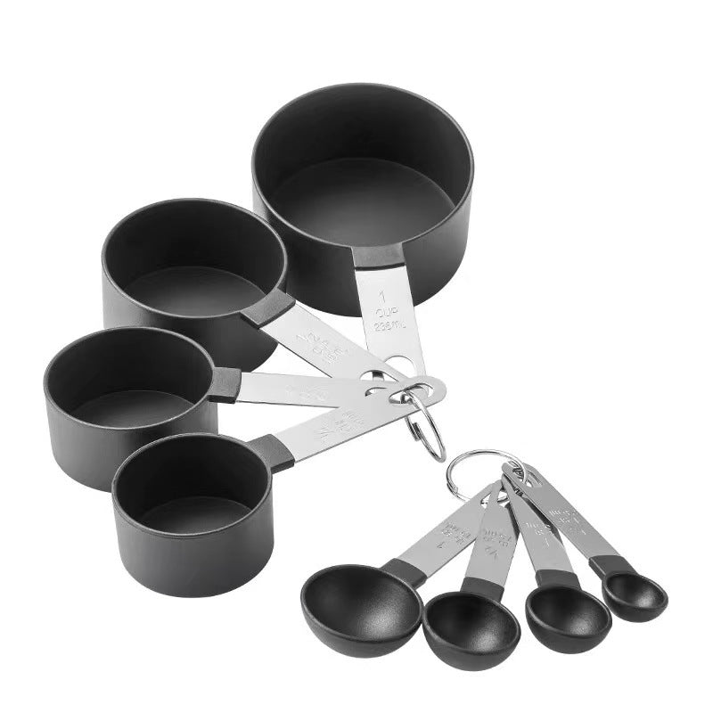 Measuring Cups and Spoons Set in Black Color.