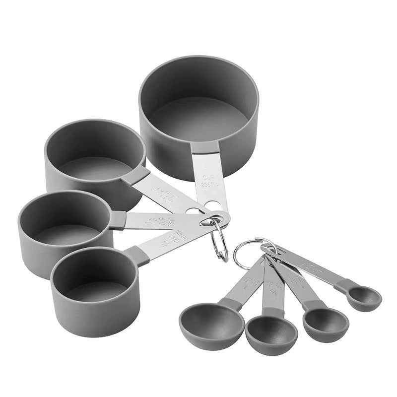 Measuring Cups and Spoons Set in Grey Color.