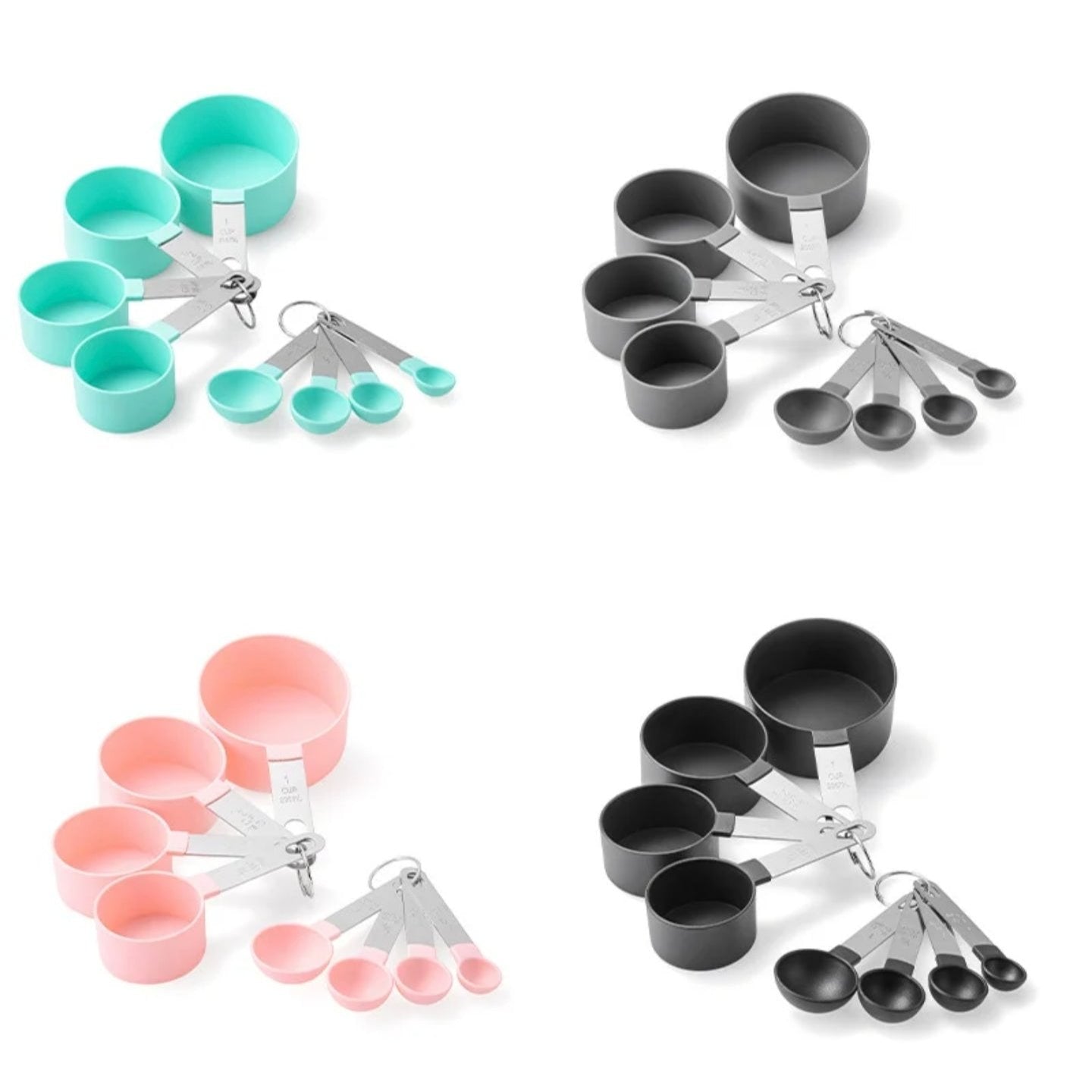 Measuring Cups and Spoons Set in Different Colors.