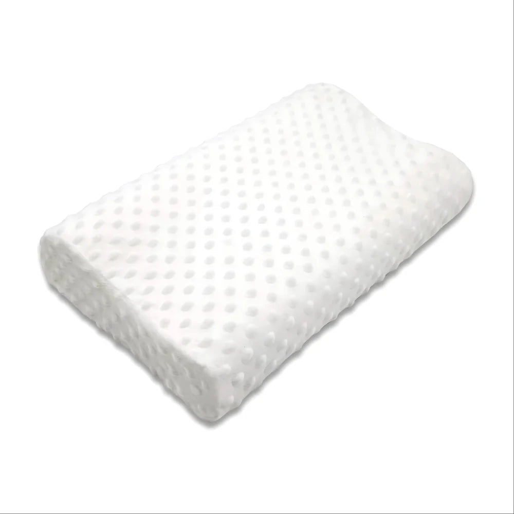 White Memory Foam Pillow with textured surface on a white background