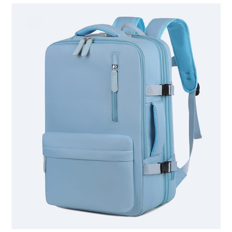 A Blue Men Woman Travel Backpack.