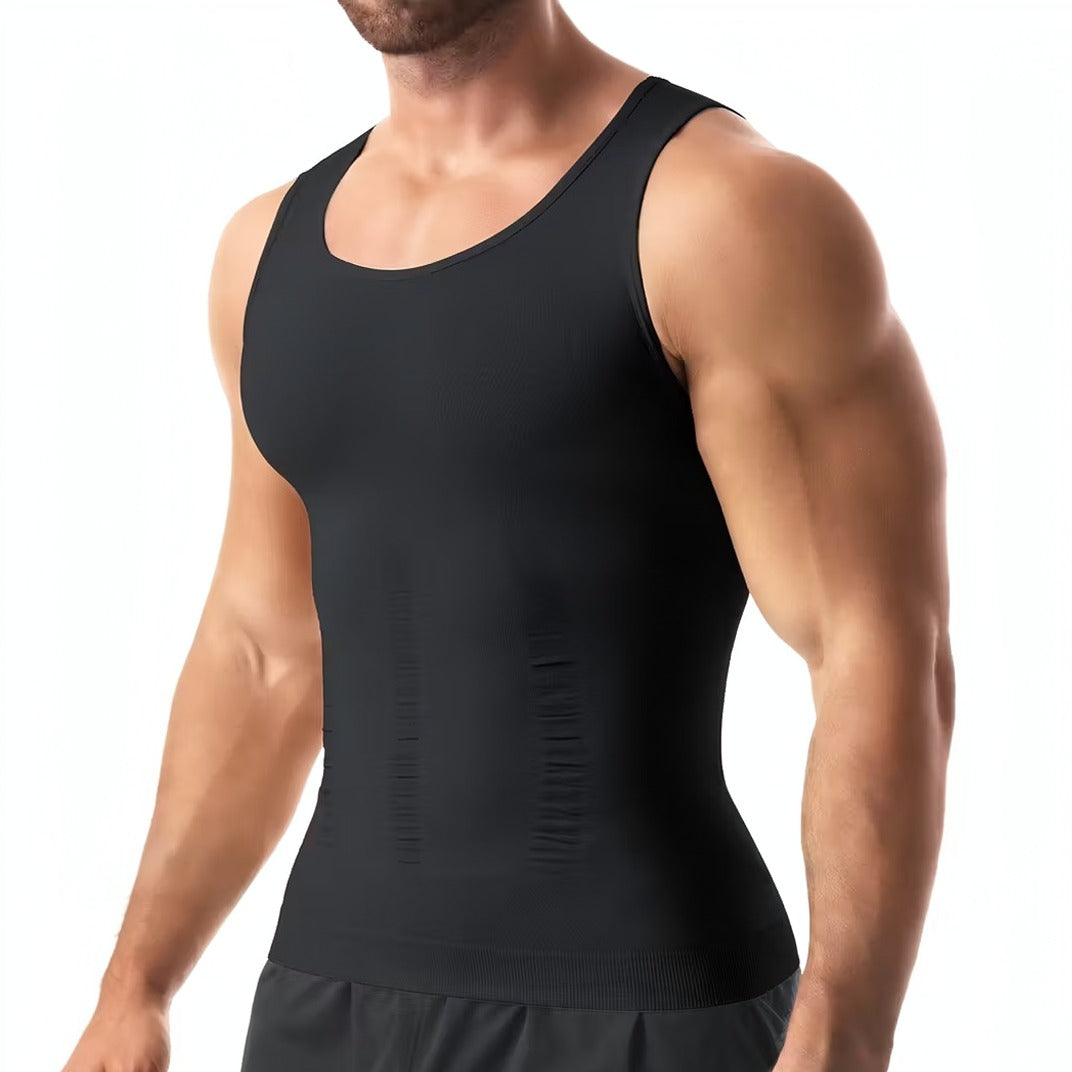 A Person is wearing Men’s Slimming Compression Shaper Vest.