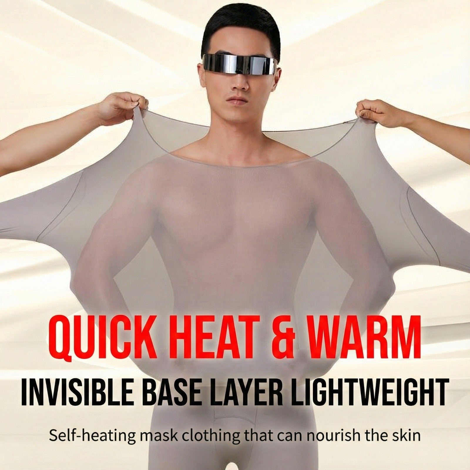 A Person is Wearing Men's Thermal Underwear Top & Bottom Set and Others are Pulling it.