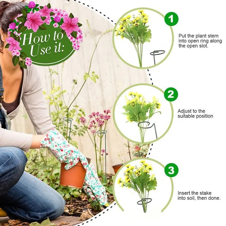 steps for installing Metal Garden Plant Support Stakes