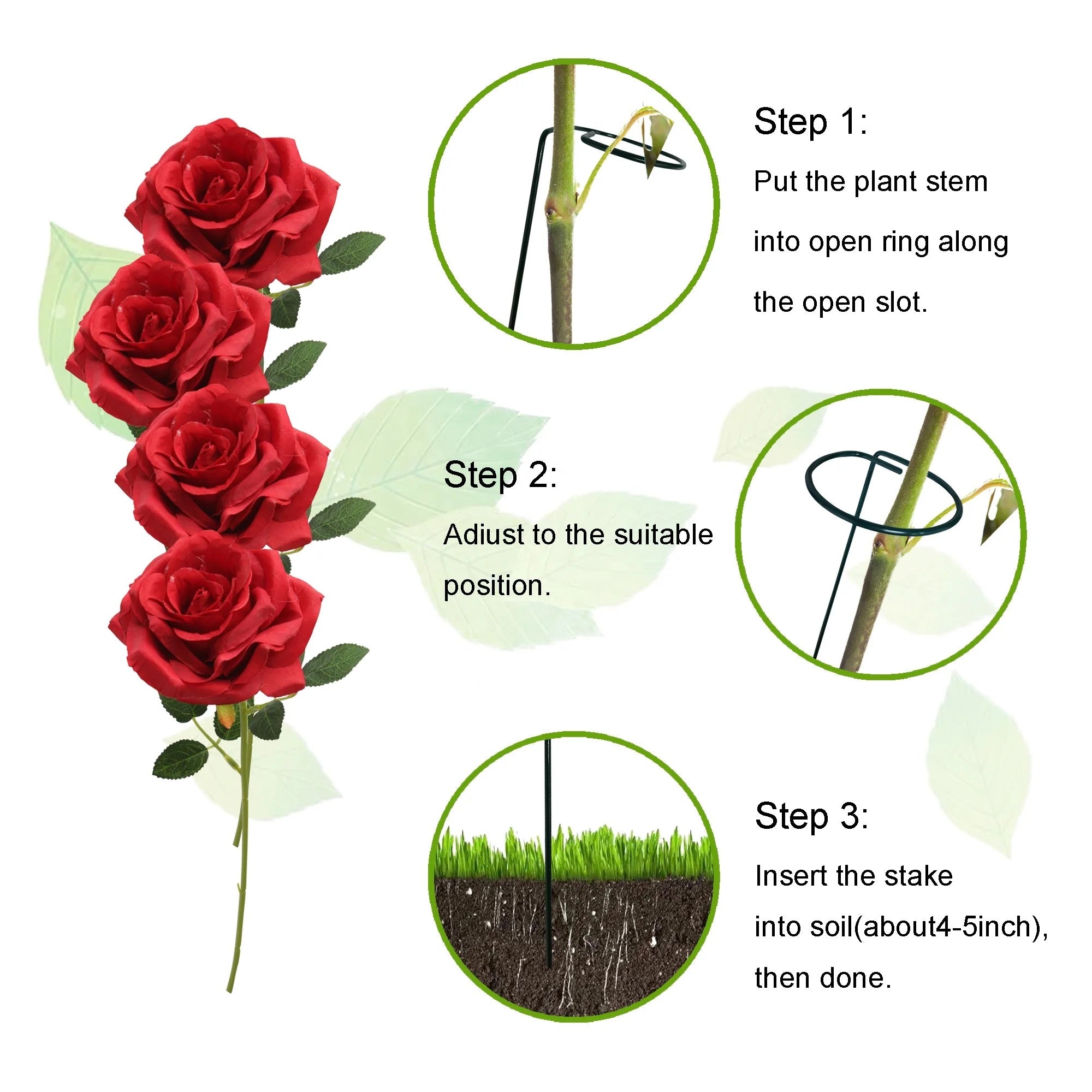 steps for installing Metal Garden Plant Support Stakes