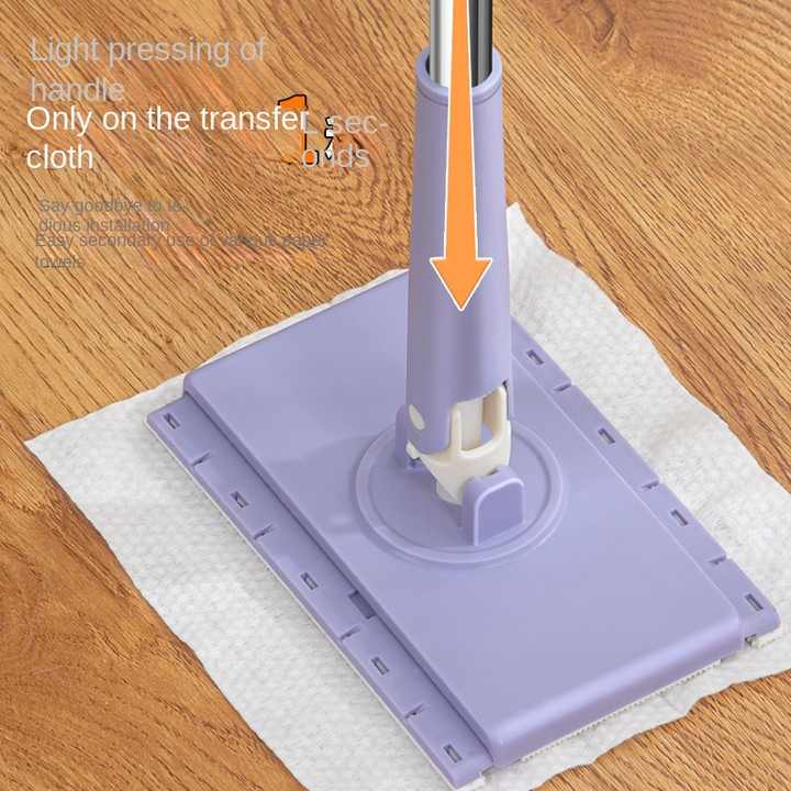 Mini Flat Mop is Used to Clean the Floor With Tissue Attached On it 