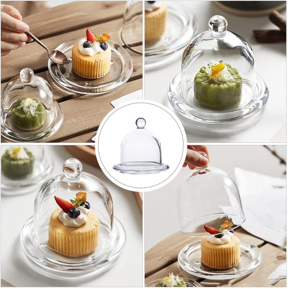 A Person is Having Cake From Mini Glass Cake & Pastry Serving Dome.