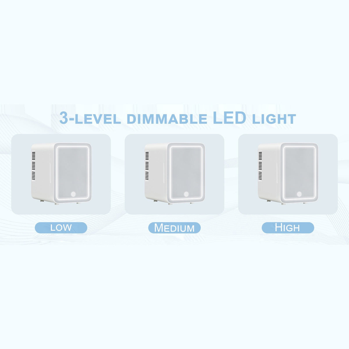 Lighting Of Mini Multifunction Cosmetic Refrigerator With Mirror.