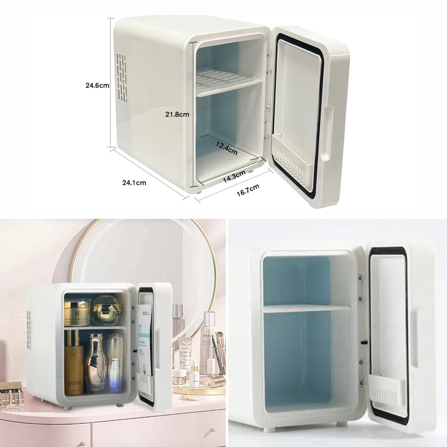 Size Of Mini Multifunction Cosmetic Refrigerator With Mirror.