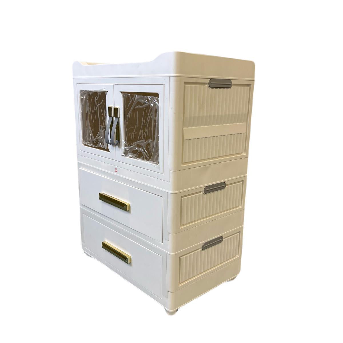 Mini Storage Cabinet with Drawers, Plastic Storage Container Wardrobe Shelf