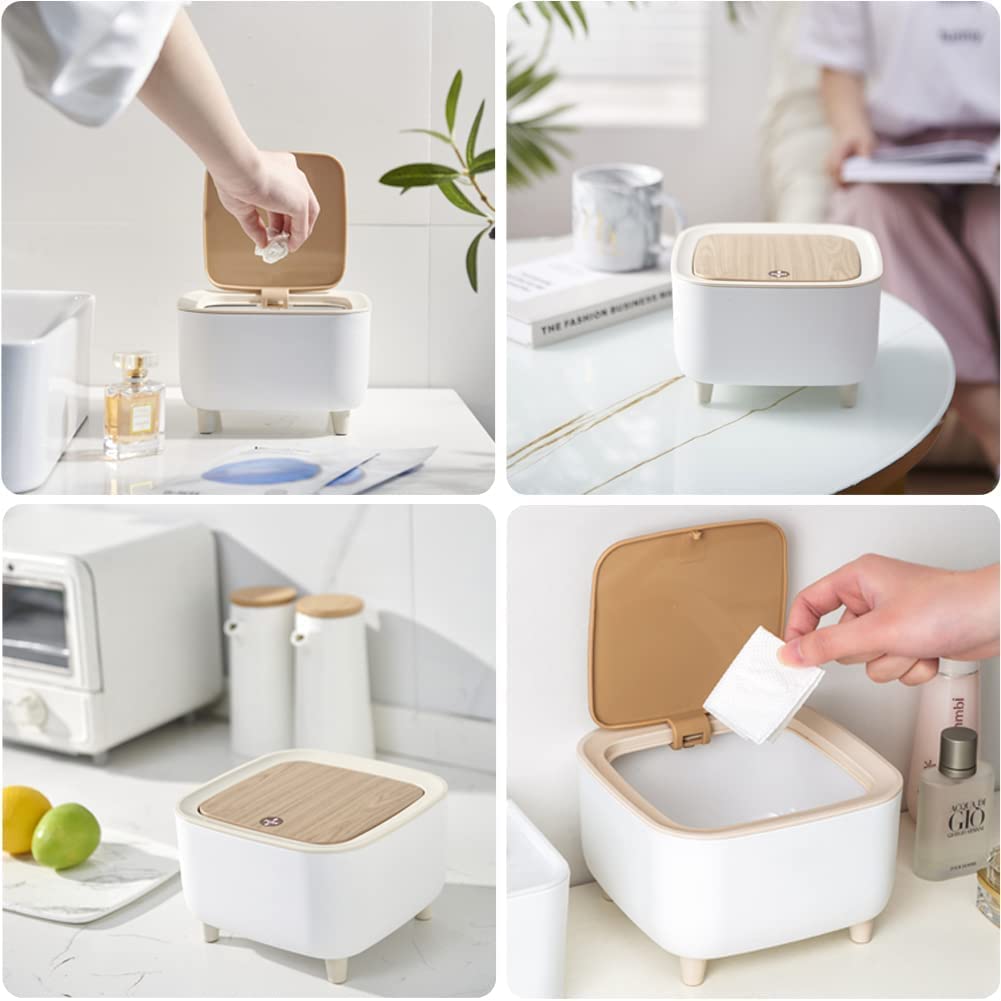 Mini Trash Can, Tabletop Dustbin with Push Lid Mini Trash Can, Tabletop Dustbin with Push Lid