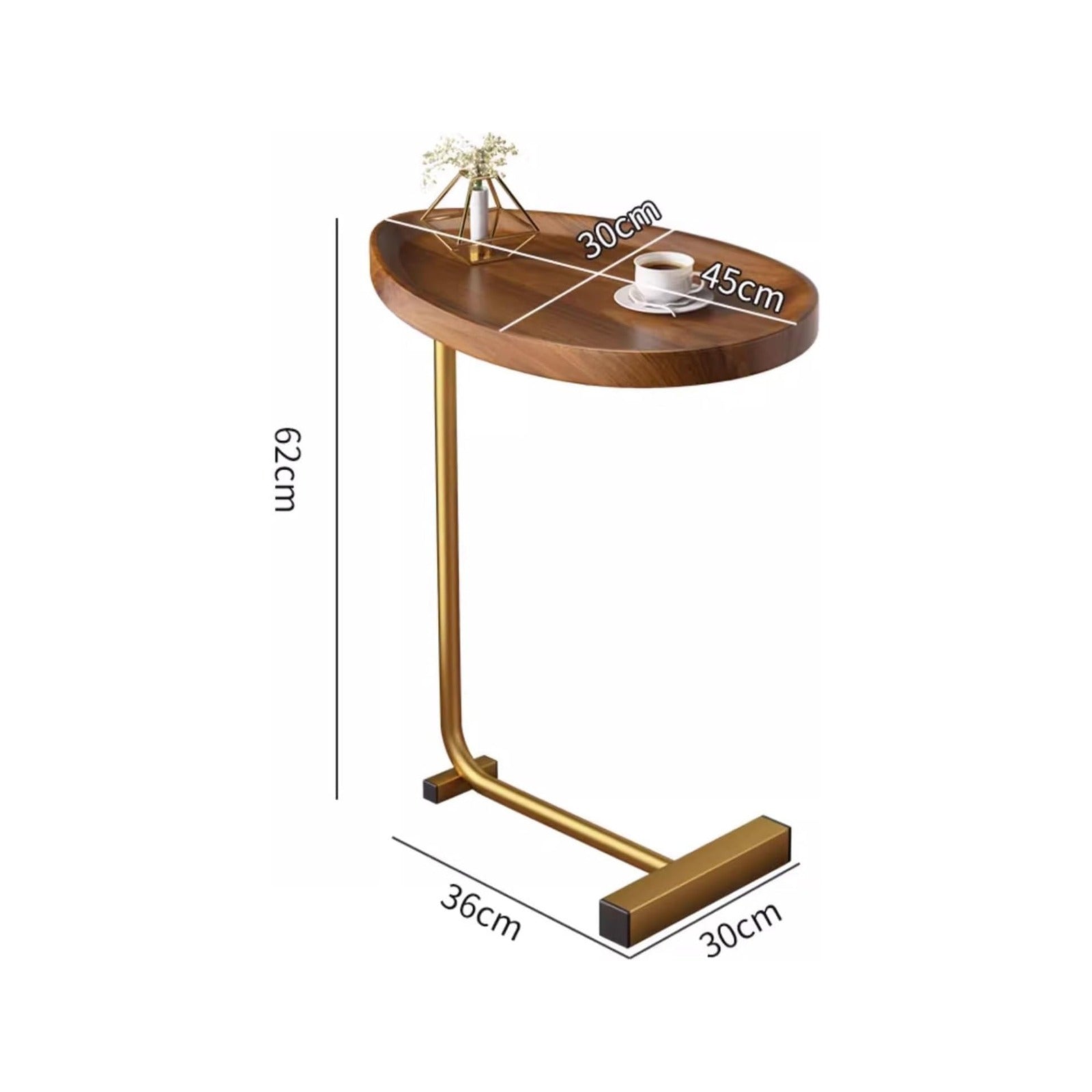 Size Of Modern C-Shaped Side Coffee Table.