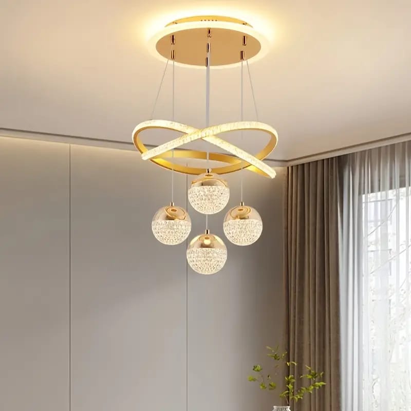 Modern Chandelier Pendant Indoor Lamp Placed at Ceiling.