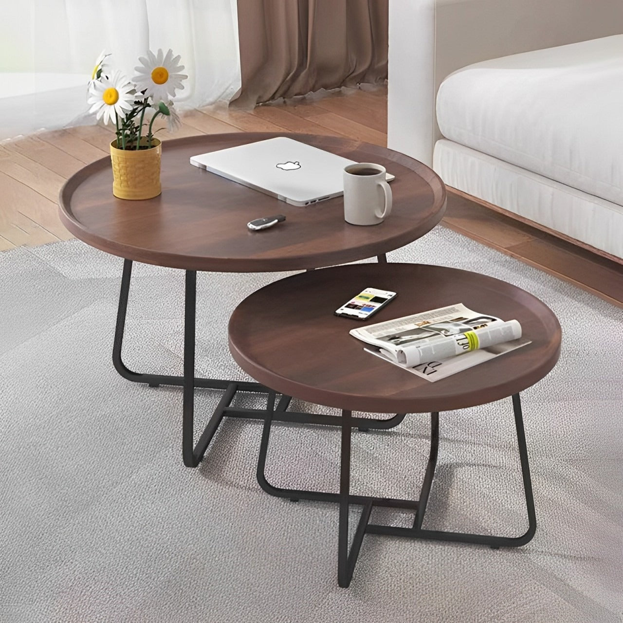 Modern Coffee Table Set Placed in a Living Room.