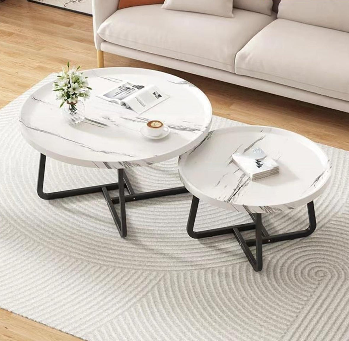 Modern Coffee Table Set Placed in a Living Room.