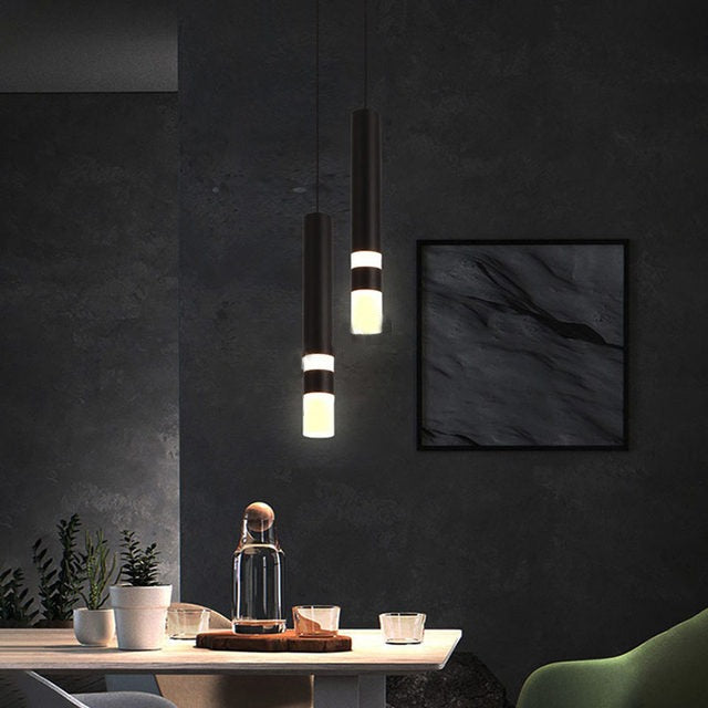 Modern LED Pendant Lights are Hanged on the Dining Area.