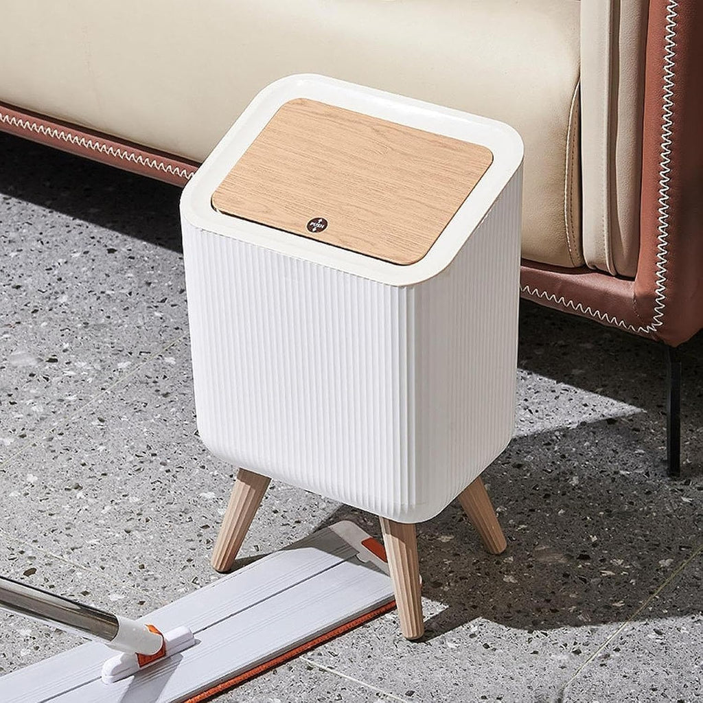 Modern Push Top Trash Can with Lid, Plastic Garbage Bin for Kitchen, Bathroom & Office Use Modern Push Top Trash Can with Lid, Plastic Garbage Bin for Kitchen, Bathroom & Office Use