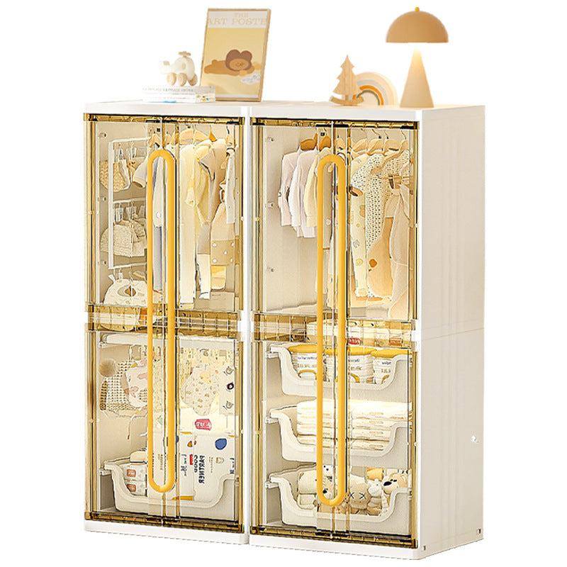 Cloth Rack Enclosed Modern Wardrobe Cloth Storage Cabinet Rack, Hanging Shelf Closet Organ