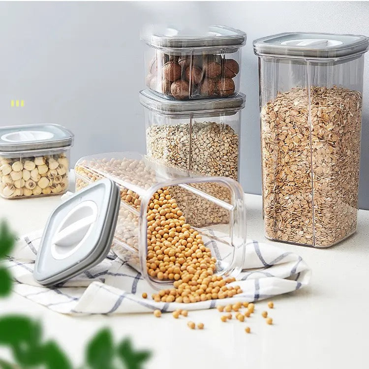 Airtight Cereal Storage Containers - Moisture-Proof Sealed Cans with Rotation Lock Airtight Cereal Storage Containers - Moisture-Proof Sealed Cans with Rotation Lock