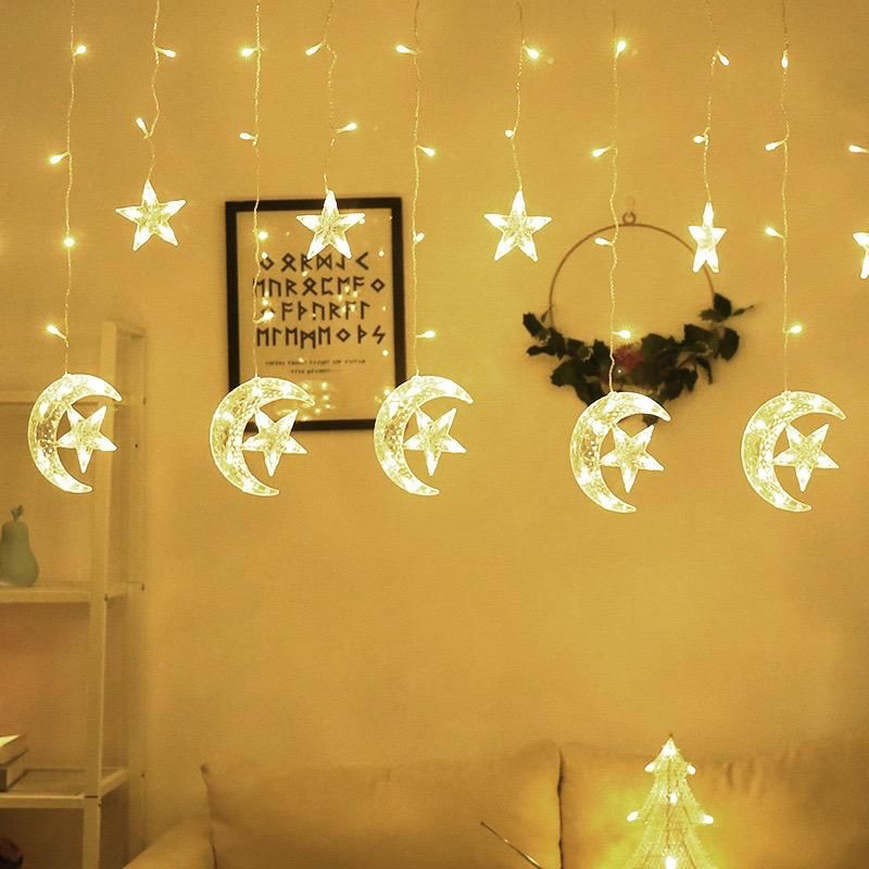 Moon Star Curtain Lights hanged in home