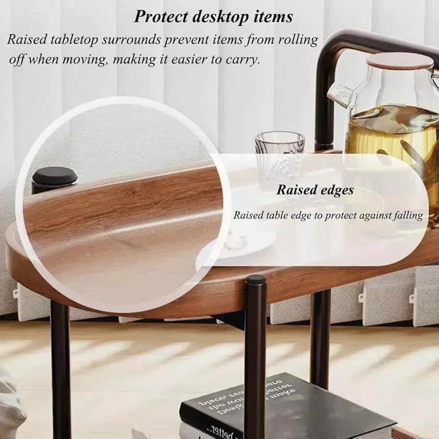 Movable Coffee Serving Table, 2- Tier Bedside, Living Side Table Cart, End Table, Tray Table Movable Coffee Serving Table, 2- Tier Bedside, Living Side Table Cart, End Table, Tray Table