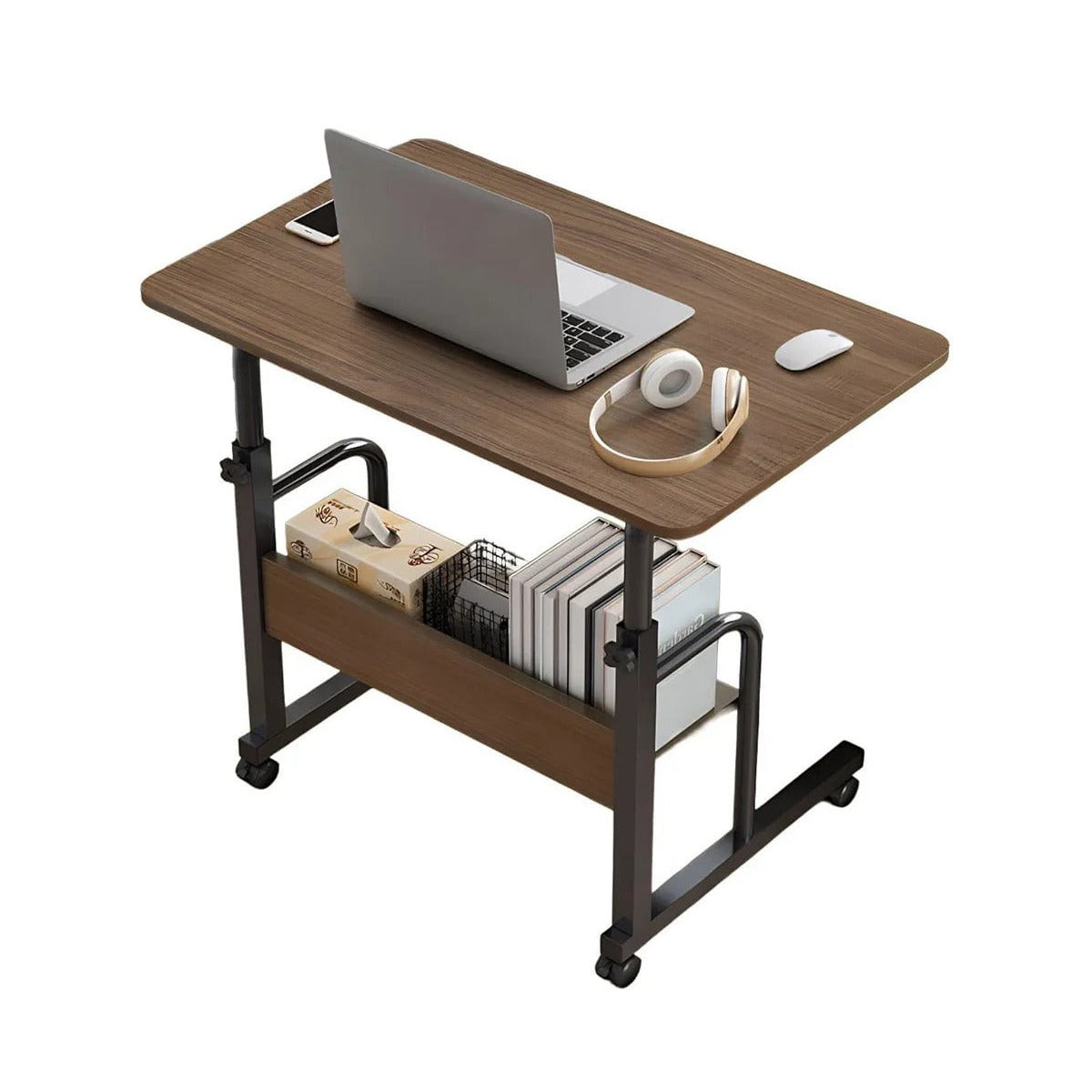 Movable Computer Laptop Table Desk in Brown Color.