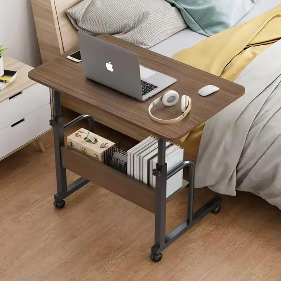 Movable Computer Laptop Table Desk is Placed Near Bedside.
