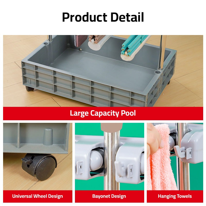 Parts Of Movable Mop Broom Holder.