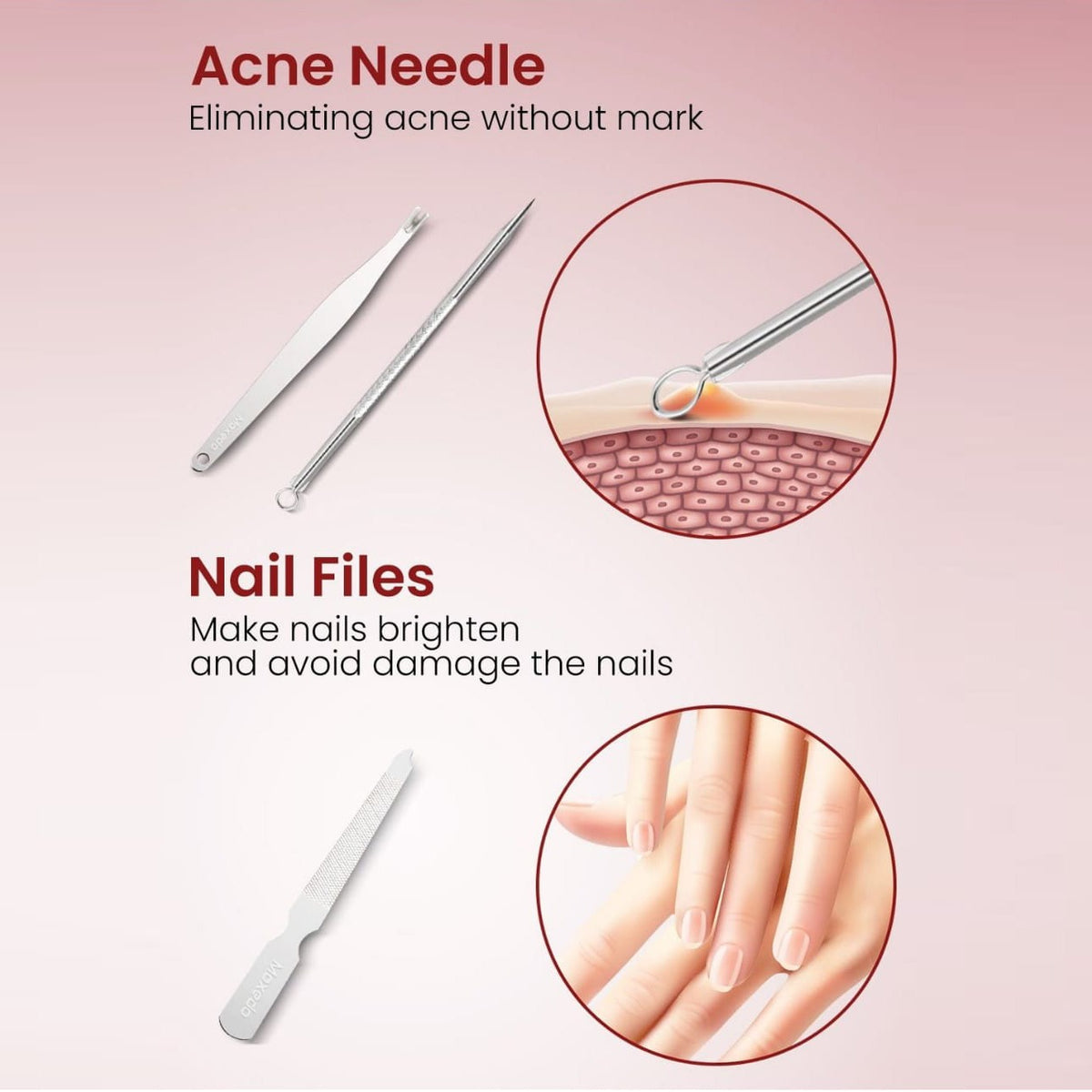 Needles and Files From Moxedo 12-in-1 Nail Clipper Set 