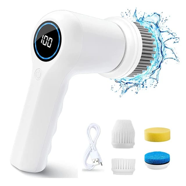 Moxedo 4-In-1 Electric Cleaning Brush With Different Brush Heads.