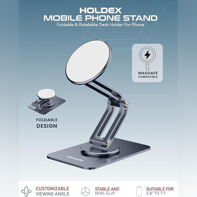 Moxedo Holdex Mobile Phone Stand, 360° Rotating Foldable Desk Holder for iPhone & Android - MX-PSD03 Moxedo Holdex Mobile Phone Stand, 360° Rotating Foldable Desk Holder for iPhone & Android - MX-PSD03