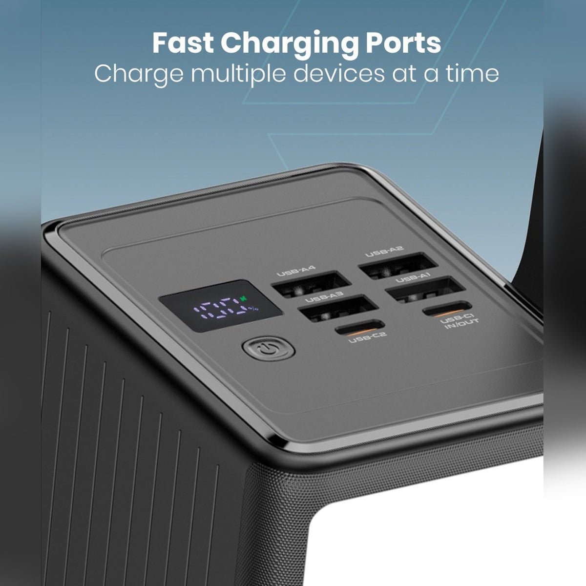 Charging Ports of Moxedo Lite 70,000mAh Mini Power Station.