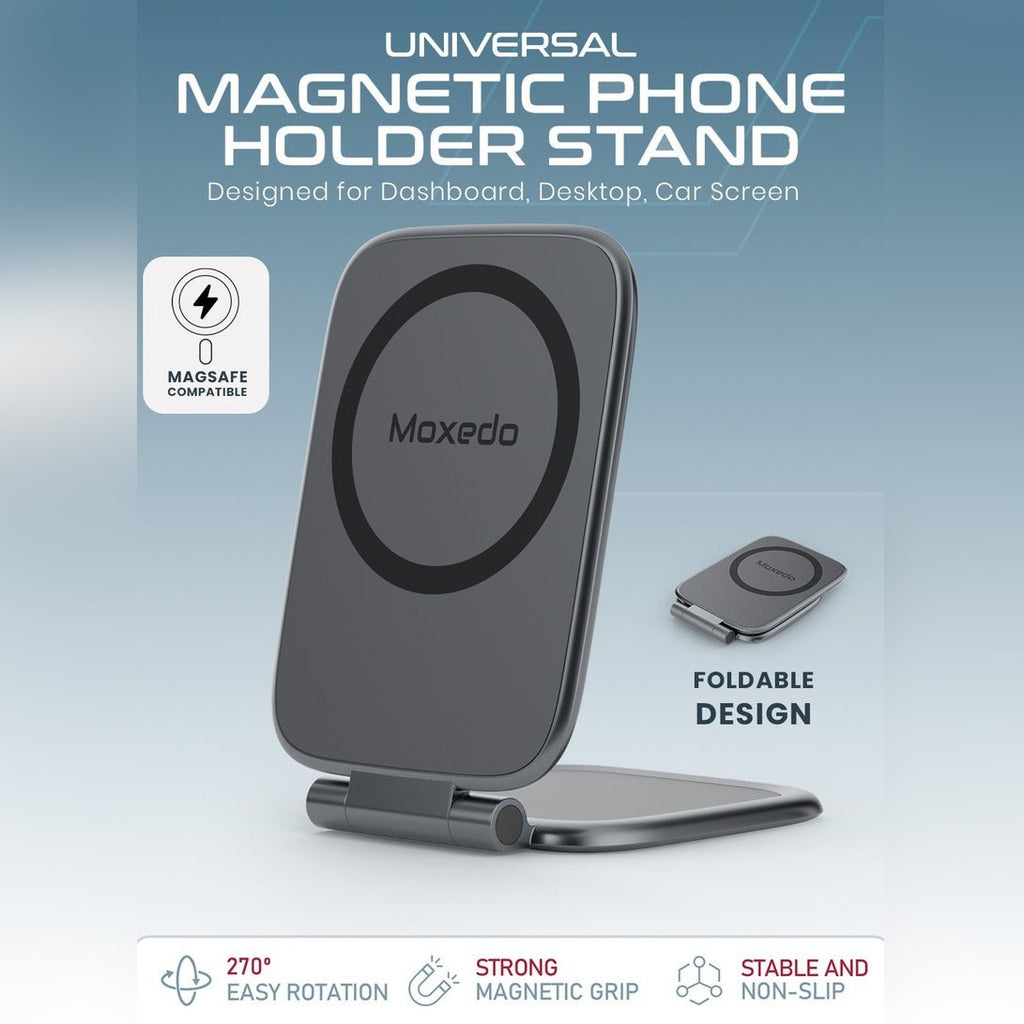 Moxedo Magnetic Phone Holder Stand, Foldable for Dashboard, Desktop and Car Screen Moxedo Magnetic Phone Holder Stand, Foldable for Dashboard, Desktop and Car Screen