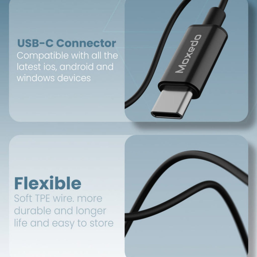 Moxedo Mono Stereo Type- C Earphone With In-line Mic and Remote Moxedo Mono Stereo Type- C Earphone With In-line Mic and Remote