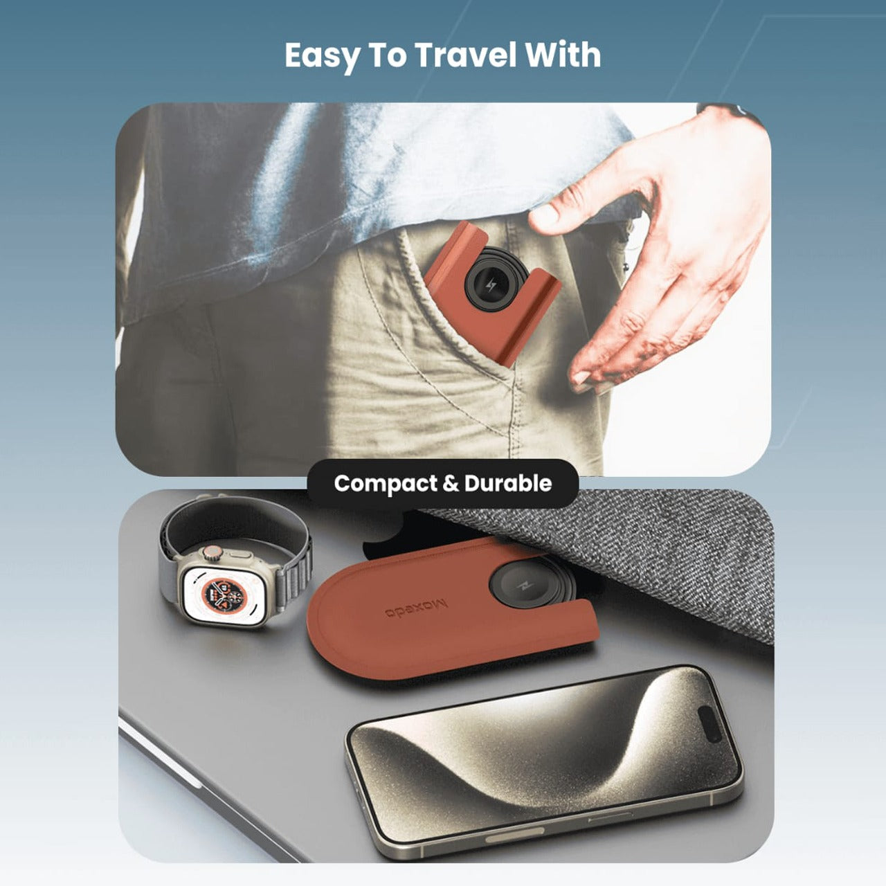 Someone is Kept Moxedo Multi-Function Mini Charging Cable Conversion Travel Kit in his Pocket.
