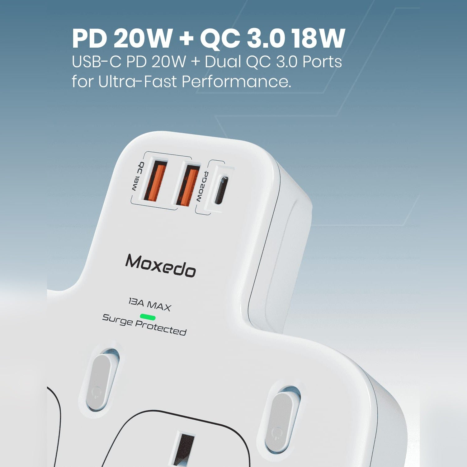 Moxedo Multi-Plug Power Extension Adapter.