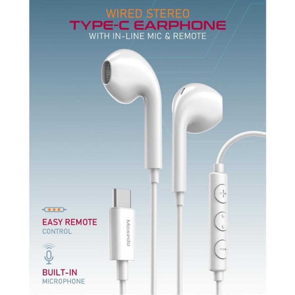 Moxedo Wired Stereo Type- C Earphone With In-line Mic and Remote Moxedo Wired Stereo Type- C Earphone With In-line Mic and Remote
