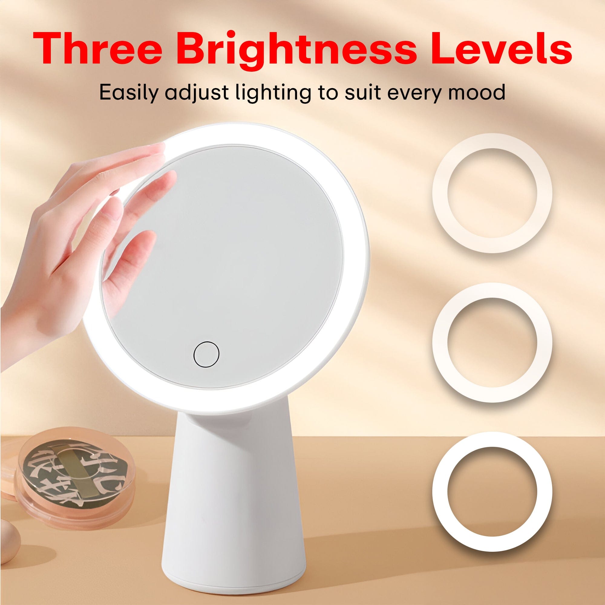 A Person is Adjusting the Brightness Of Multi-Functional Beauty Makeup  Mirror.