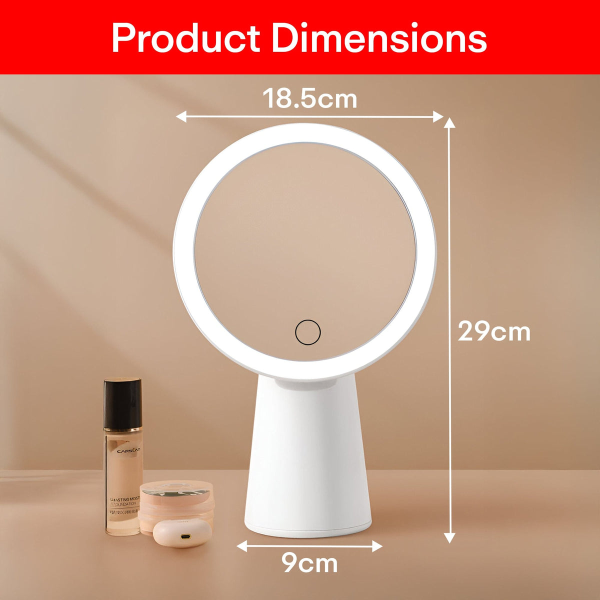 Size Of Multi-Functional Beauty Makeup  Mirror.