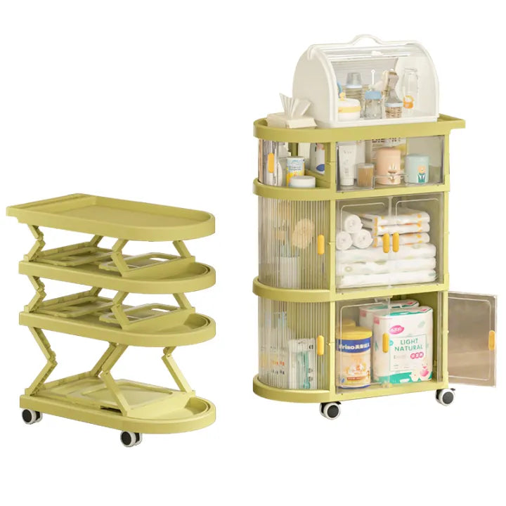 Multi-Layer Folding Trolley Storage Rack, Movable Storage Cabinet Multi-Layer Folding Trolley Storage Rack, Movable Storage Cabinet