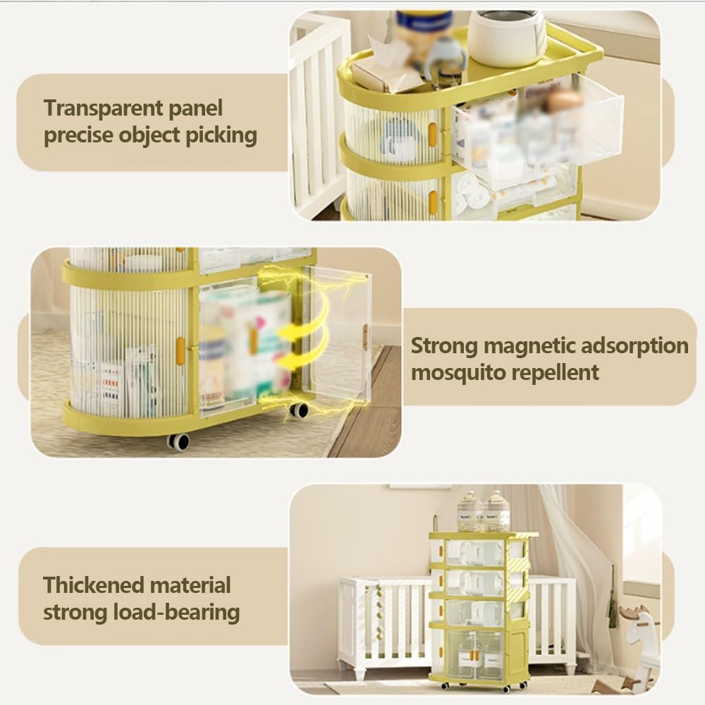Multi-Layer Folding Trolley Storage Rack, Movable Storage Cabinet Multi-Layer Folding Trolley Storage Rack, Movable Storage Cabinet