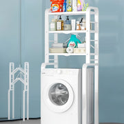 Multi-Layer Laundry Shelf Rack With Laundry Items.