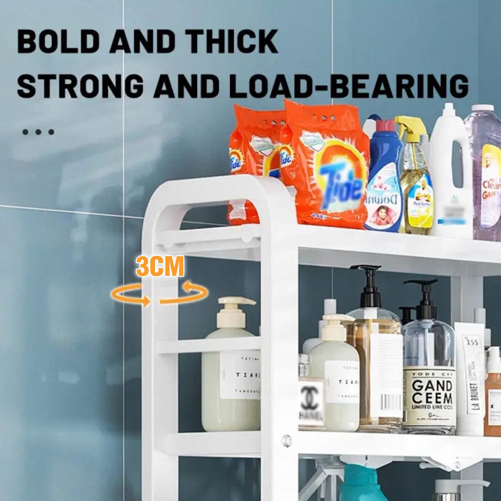 Multi-Layer Laundry Shelf Rack With Bath and Laundry Essentials.
