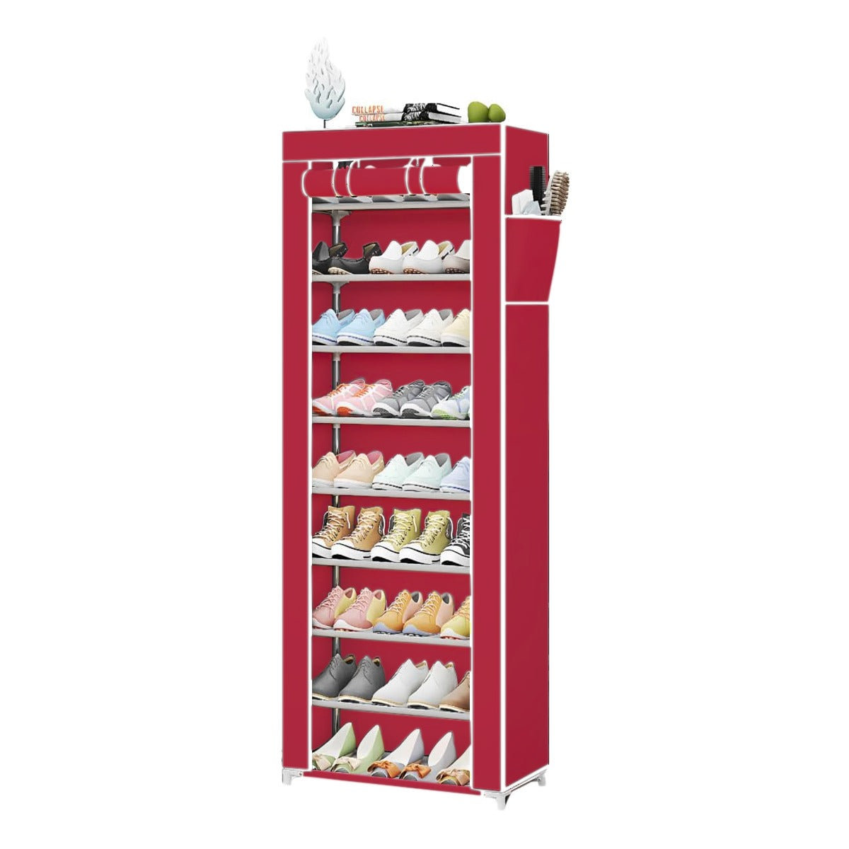 Maroon Multi-Layer Minimalist Multi-function Shoe Rack.