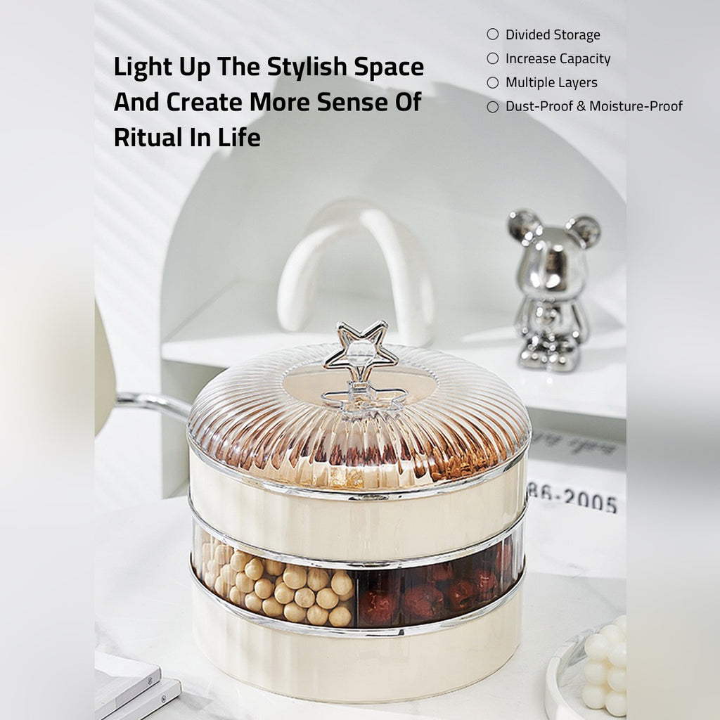 Multiple Layer Container Multi-Layer Snack Storage Container With Lid, Divided Serving Tray, Fo