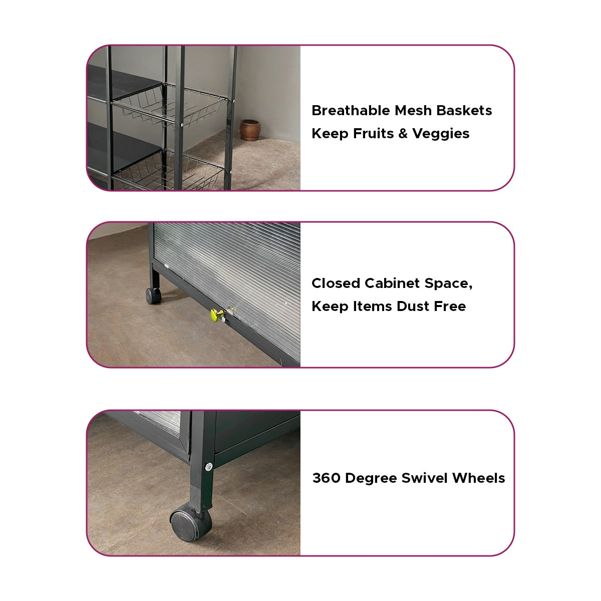 Parts Details Of Multi-Purpose Kitchen Pantry Storage Rack.