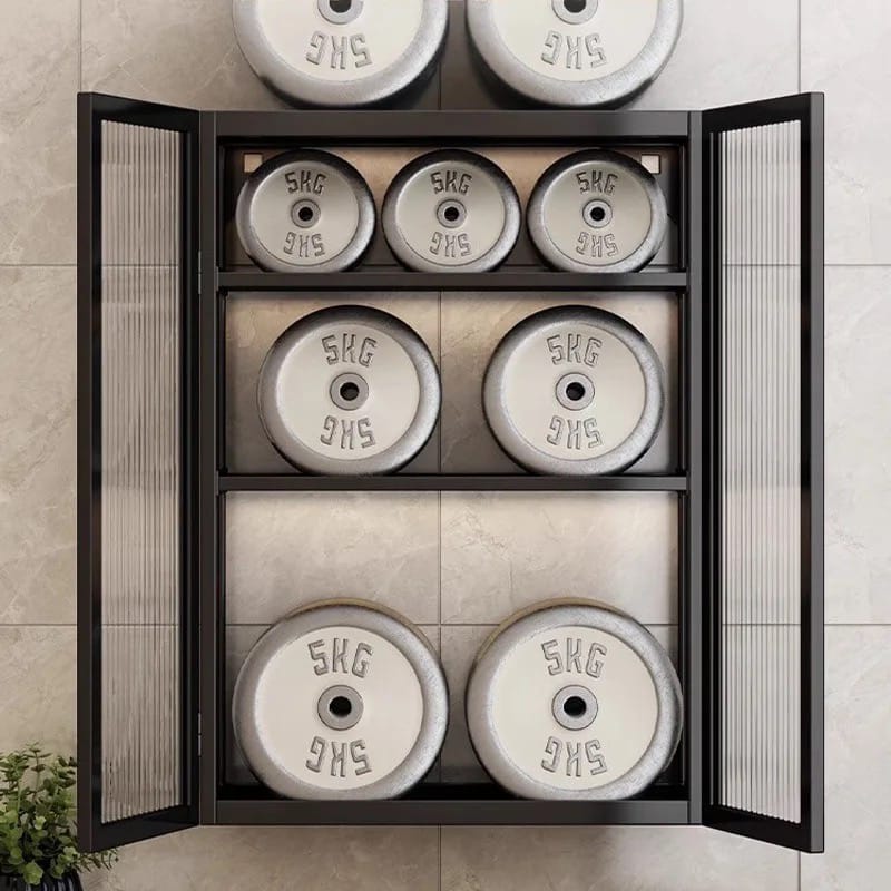 Home Storage Rack Shelf With Cabinet Doors, Kitchen Bathroom Wall Stor